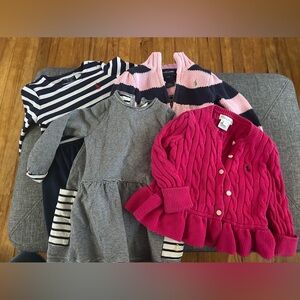 Toddler Girls 4 Piece Mixed Ralph Lauren Dress/Sweater Bundle size 12M